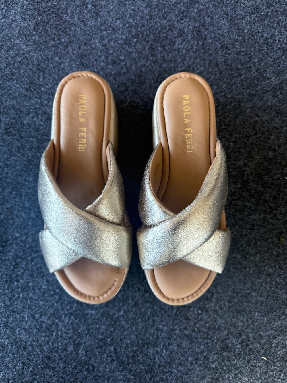 Paola Ferri Gold Platform Sandals Size 37